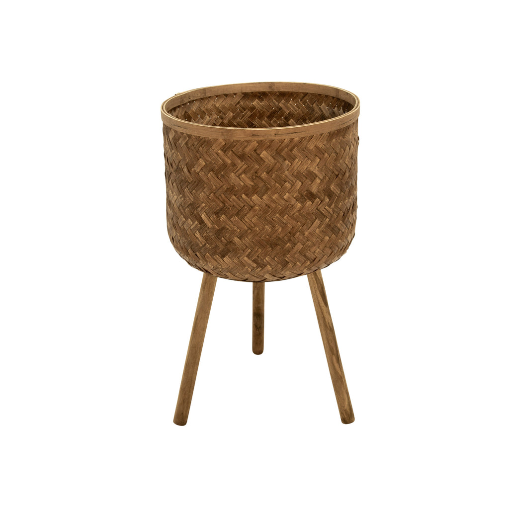 S/3 BAMBOO PLANTERS 11/13/15' BROWN