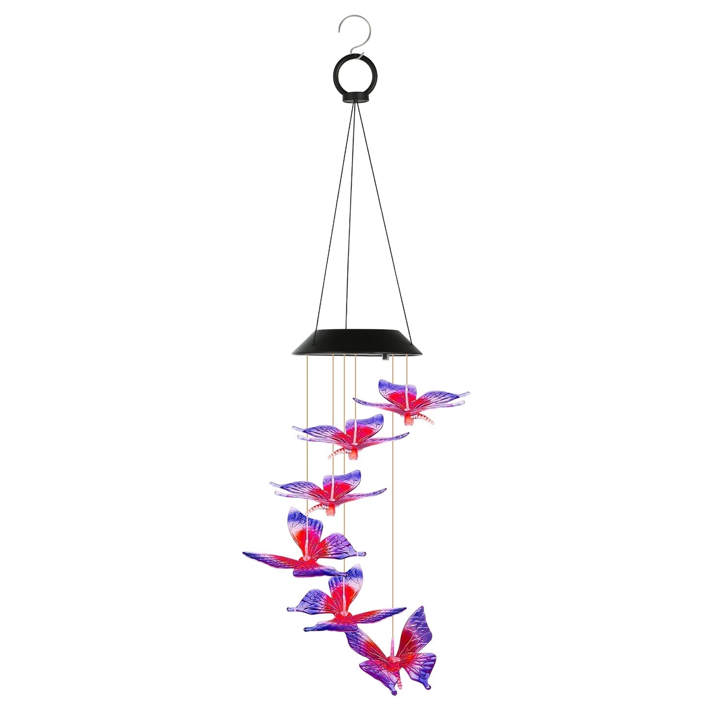 Solar Butterfly Wind Chime 7 Color Changing Wind Chime for Outside IPX4 Waterproof Outdoor Garden Yard Decor