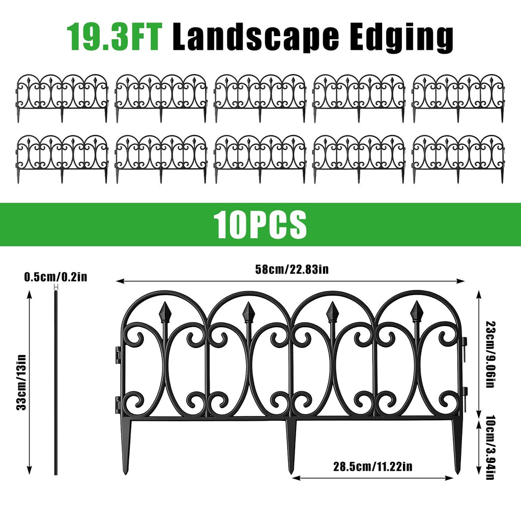 Garden Edging Border Panels 10-Pack with Rotatable Connectors