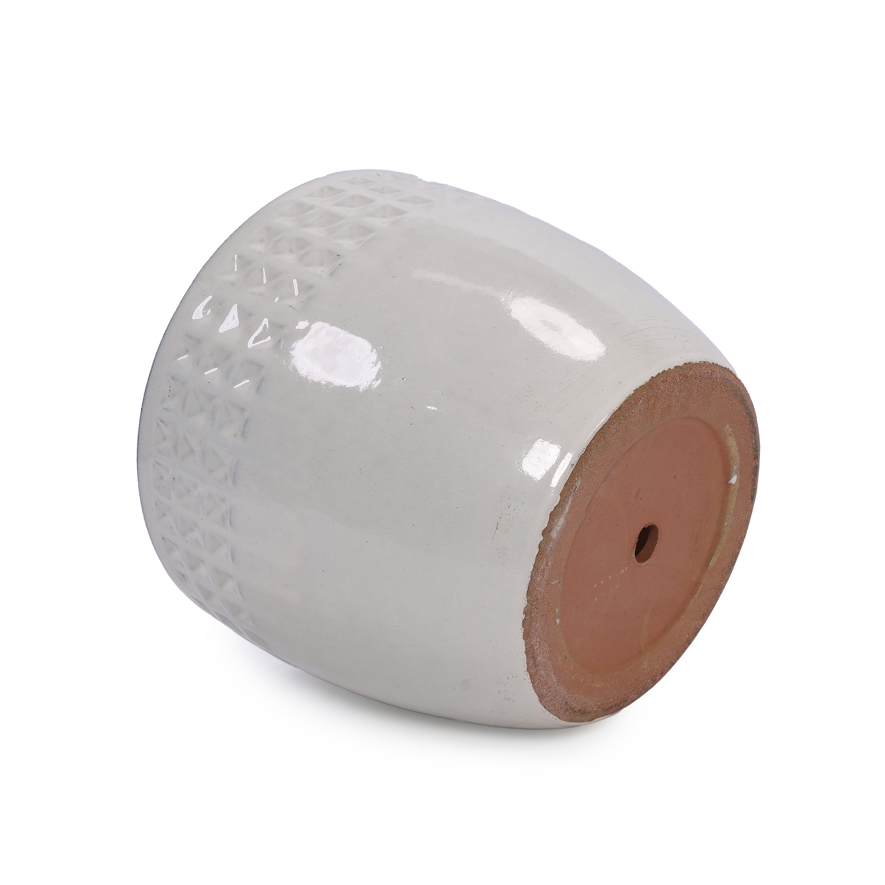 Set of 3 Ceramic Flowerpot, Modern Planter for Patio, Garden, Windowsill - Ancient White