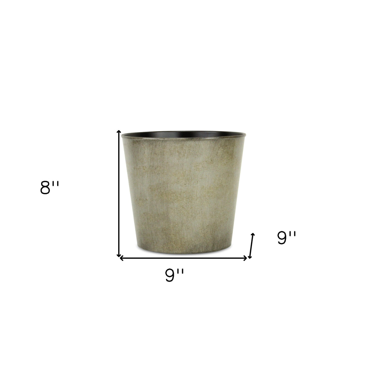 9" Gray Recycled Plastic Indoor Outdoor Round Pot Planter