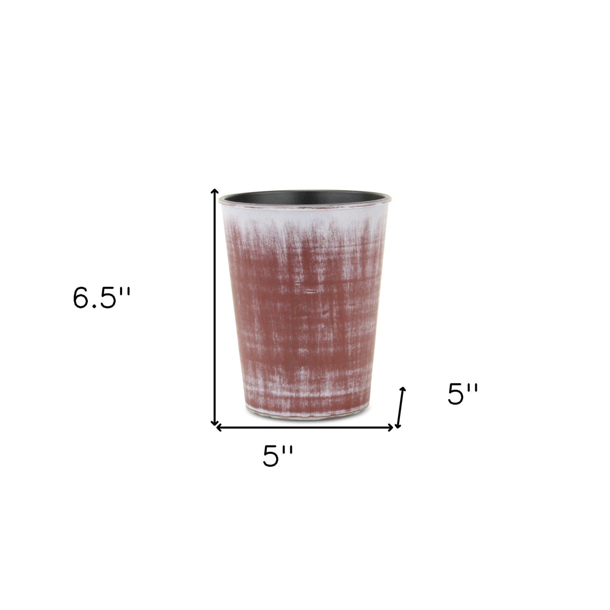 5" Brown and Ivory Textural Tone On Tone Recycled Plastic Indoor Outdoor Round Pot Planter