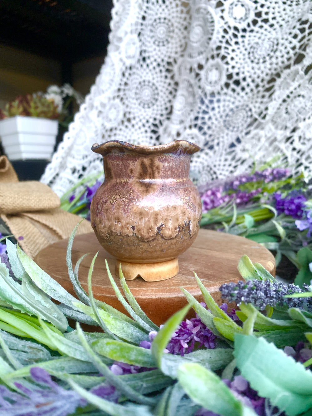 SC-SN0015 Rustic Handmade Clay Planter Pot - Pot rim diameter: 1.8"