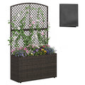 49 Inch Raised Garden Bed with Trellis and Wicker Planter Box