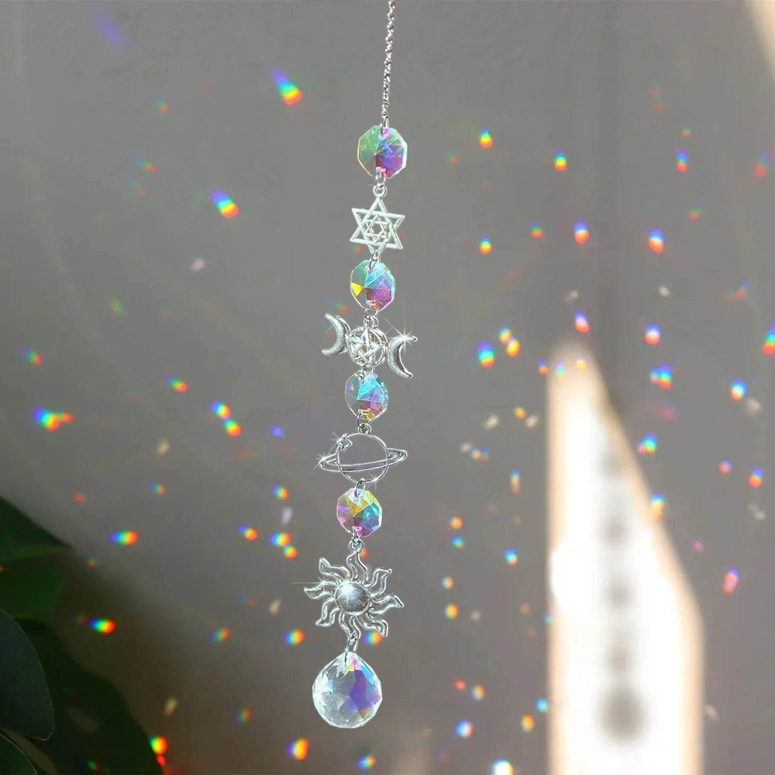 Crystal Wind Chime Rainbow Maker Sun Catcher – Hanging Prism Light Décor