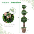 4 FT Artificial Triple Ball Boxwood Tree with Cement-filled Retro Planter