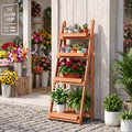 4-Tier Foldable Plant Stand with Slatted Shelves