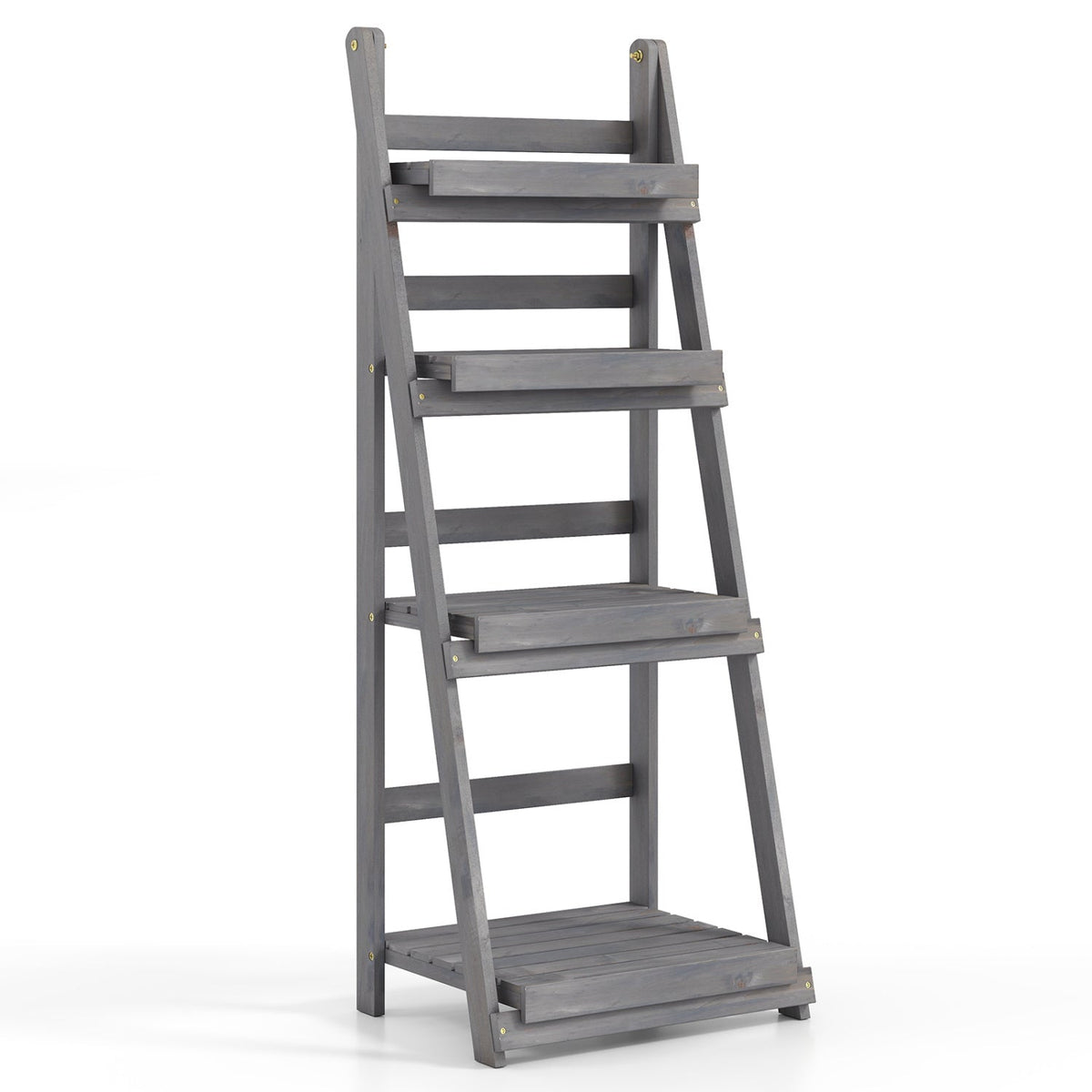 4-Tier Foldable Plant Stand with Slatted Shelves