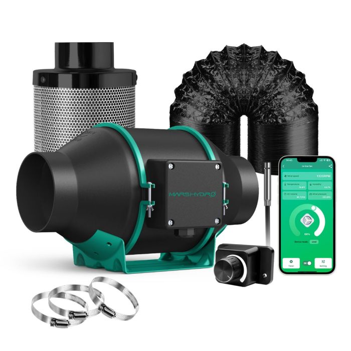 MARS HYDRO IFRESH 4-INCH SMART INLINE DUCT FAN AND CARBON FILTER COMBO VENTILATION FOR GROW TENT