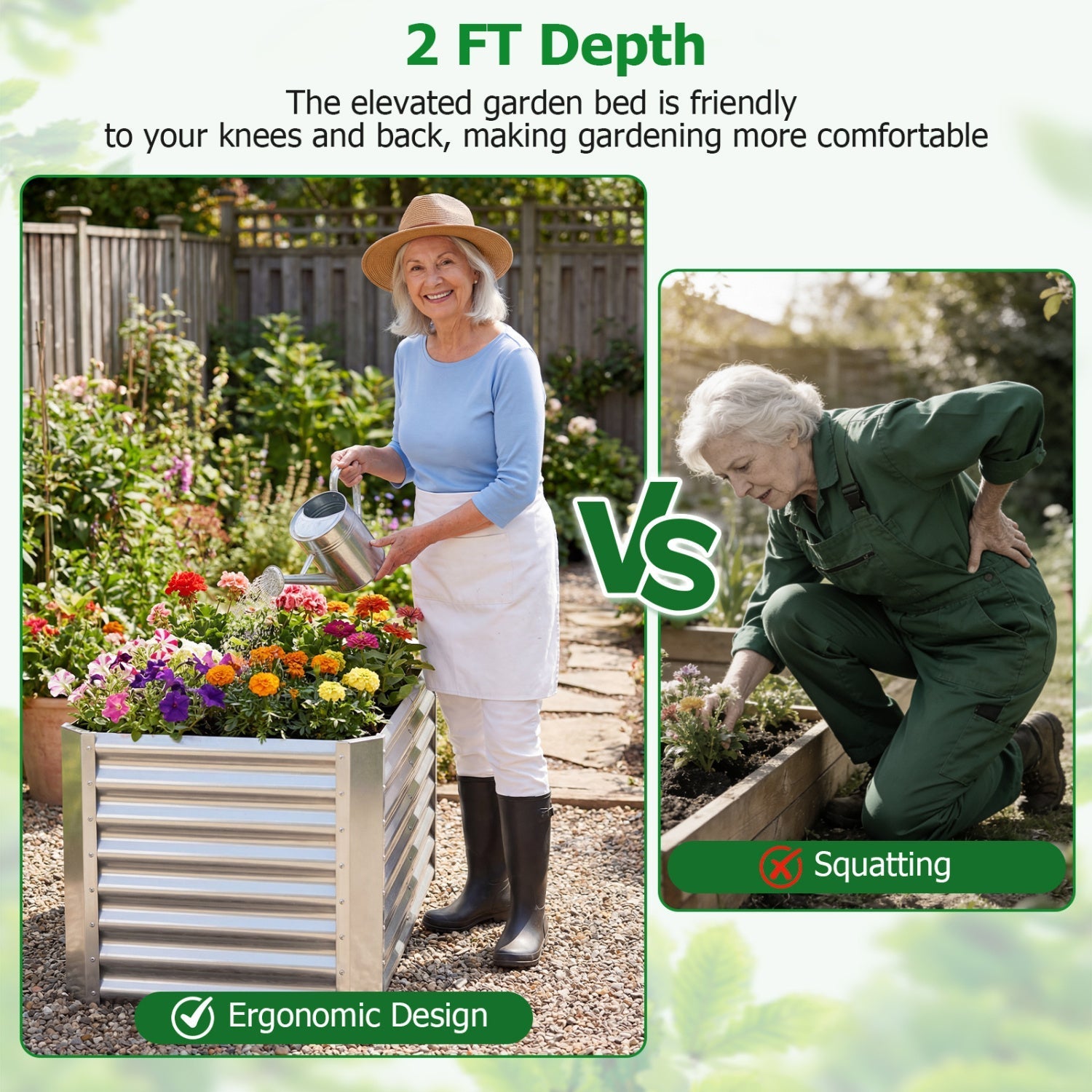 4 x 2 x 2 FT Galvanized Raised Garden Bed Rectangular Galvanized Metal Planter Box