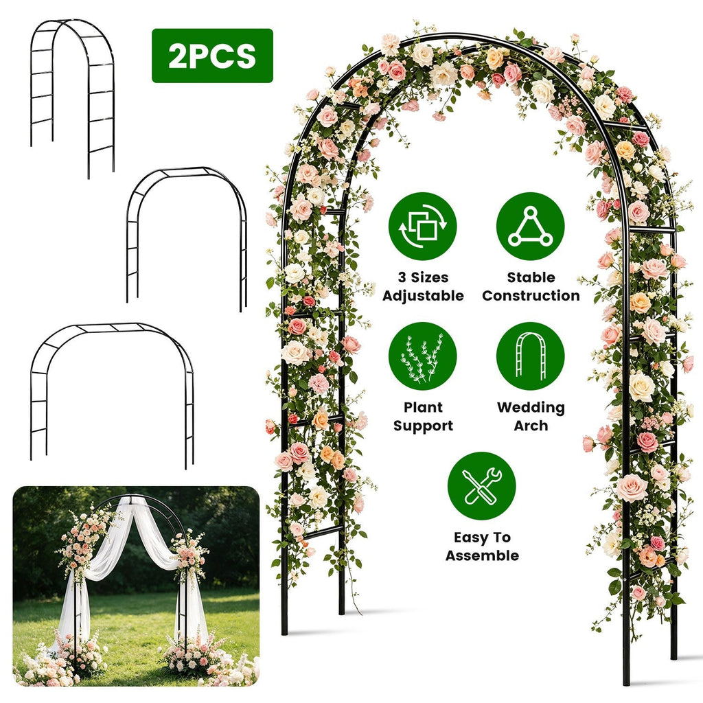 Adjustable Metal Garden Arch for Climbing Plants - 7.87ft Tall