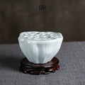 Japanese Ceramic Lotus Ikebana Flower Vase – Zen Floral Vessel with Built-In Frog Holder