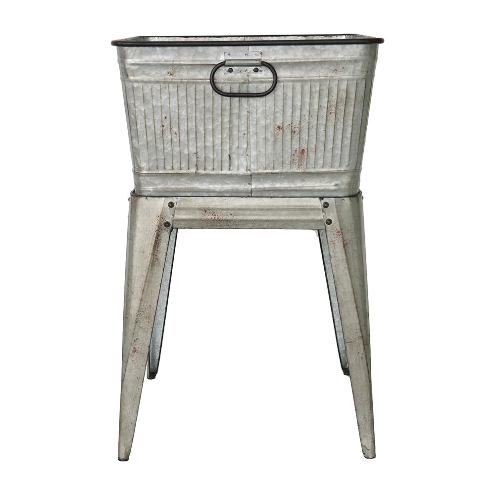 20.5x20.5x21' Large Perryman Galvanized Tub On Stand, for Plant Pot/Planter/ Metal Ice Buckets