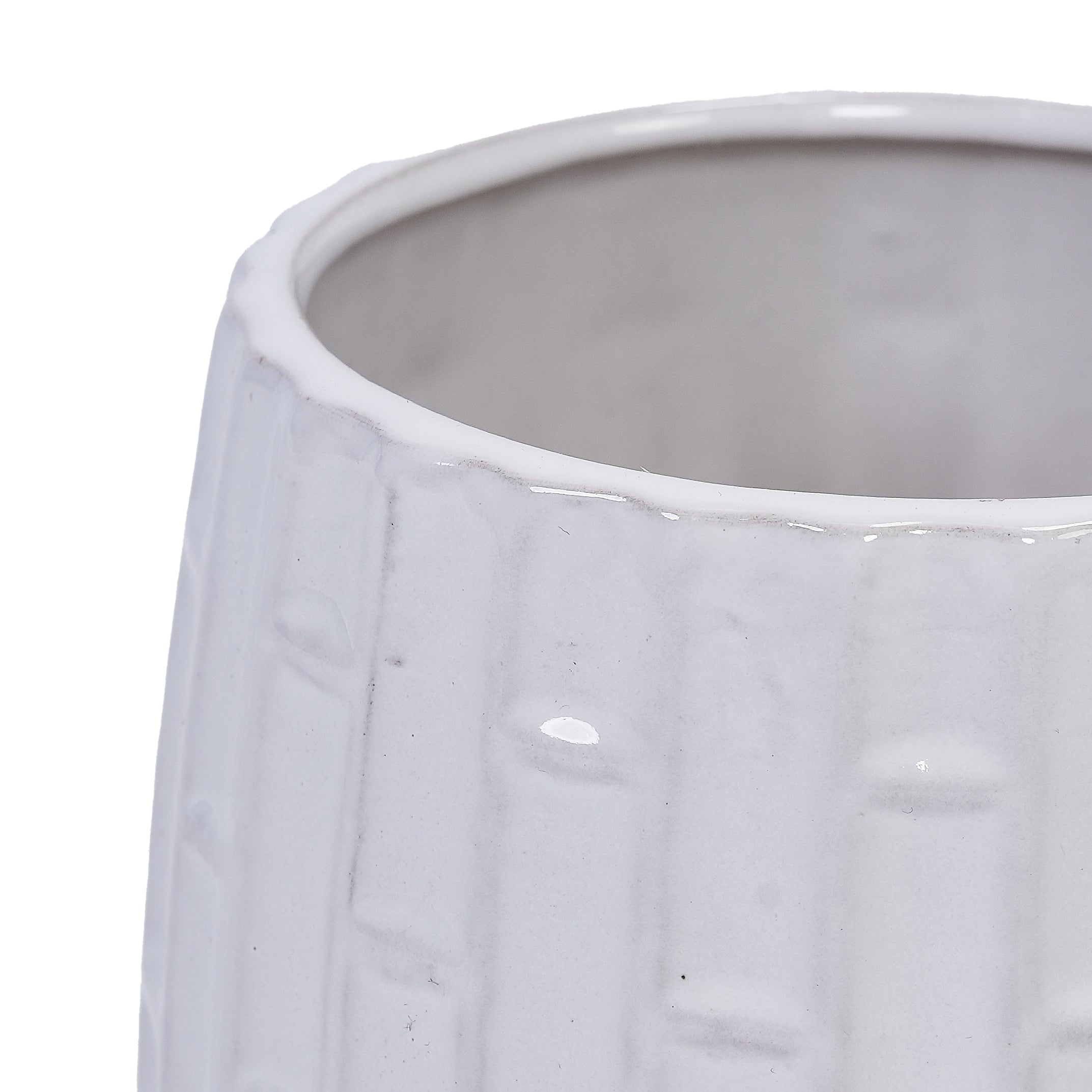 Set of 2 Ceramic Flowerpot, 7' Modern Planter for Patio, Garden, Windowsill - White