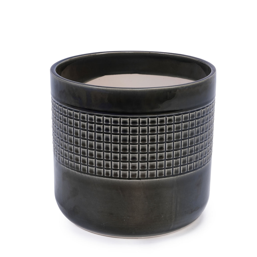 3 Pieces Ceramic Flowerpot, Modern Planter for Patio, Garden or Windowsills - Black