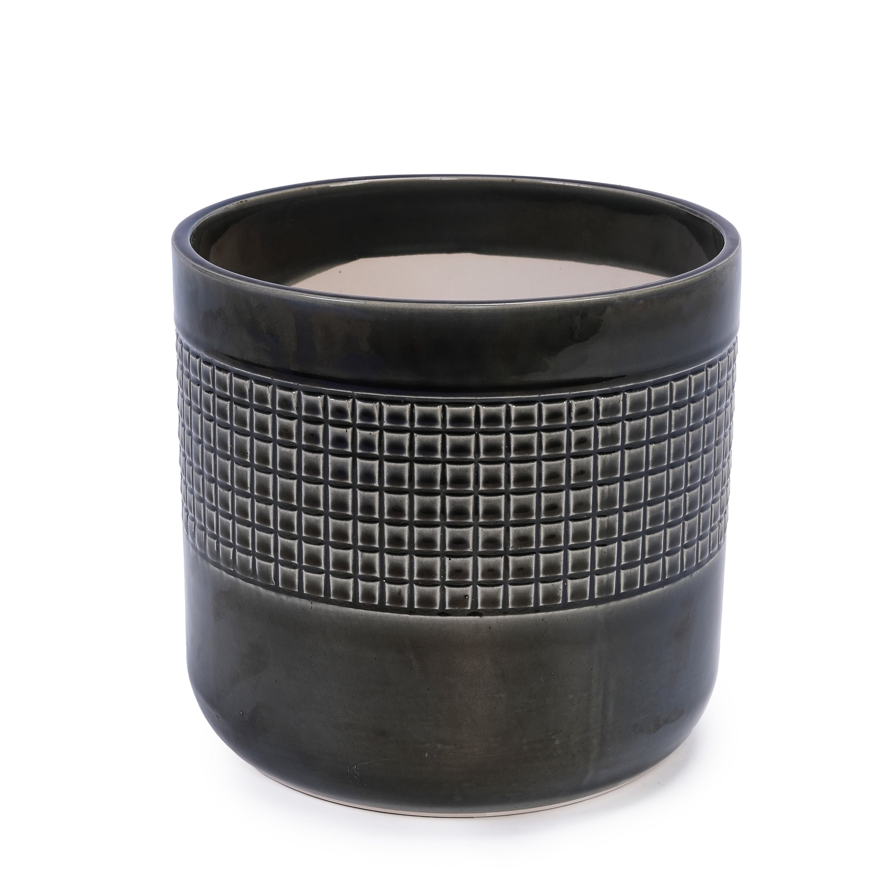 3 Pieces Ceramic Flowerpot, Modern Planter for Patio, Garden or Windowsills - Black