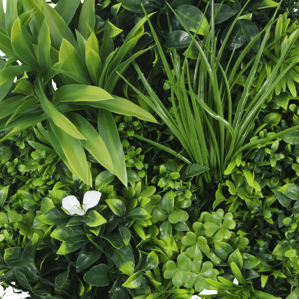 Artificial Green Wall Disc 30in – White Frame – UV Resistant – Commercial Grade
