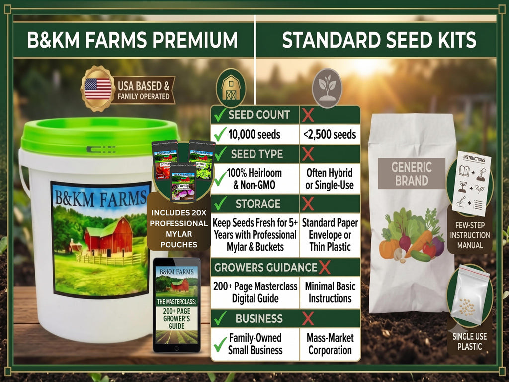 20-50 Varieties - Heirloom Vegetable & Herb Long-Term Seed Vault Bucket – USA Grown, Non-GMO - 10,000-50,000 Seeds