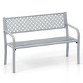 50 Inches Outdoor Garden Bench with Geometric Lattice Backrest and Slatted Seat