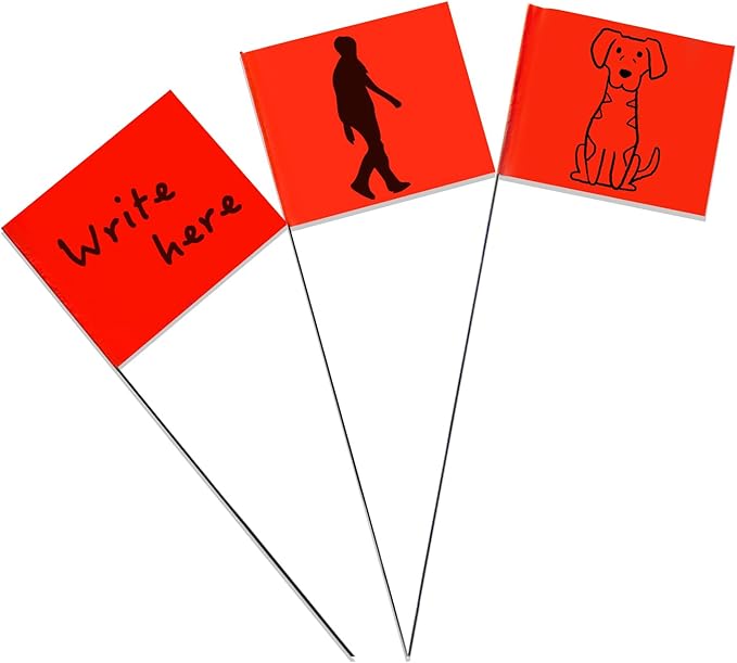 Zozen 100Pack Red Marking Flags, Writable/15x4x5 Inch, Yard Flags for Lawn & Irrigation & Landscape & Sprinkler & Survey & Dog Training.
