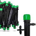 (100-PACK) - 1/4" Inch 360 Degree Drip Emitter On 6" Stake Sprayer Adjustable Flow 0-20 GPH, Fits 1/4 (4-6mm) Irrigation Tubing - Micro Bubbler Drippers for Drip Irrigation (50 Pack Dripper on Stake)