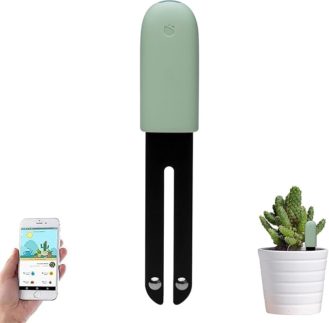 Soil Moisture Meter 4 in 1 for HHCC, Plant Water Monitor, Automatically detects Moisture/Temperature/Light/Fertility, Can Connect to Mobile Phone via Bluetooth, Plants Sensor for Indoor (Green - 1pcs)