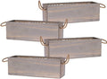 Wooden Planter Box with Handle, Rustic Barn Wood, Plastic Liner l Garden Decor l Restaurant and Wedding Decorations l Wedding Table Centerpiece (12x4 w Handle Set of 4, Natural)