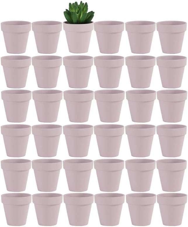Yishang 36 pcs Small Mini Pink Clay Pots, 2.5'' Terracotta Pot Clay Ceramic Pottery Planter,Cactus Flower Terra Cotta Pots,Succulents Nursery Pots,with Drainage Hole,Great for Crafts,Wedding Favor