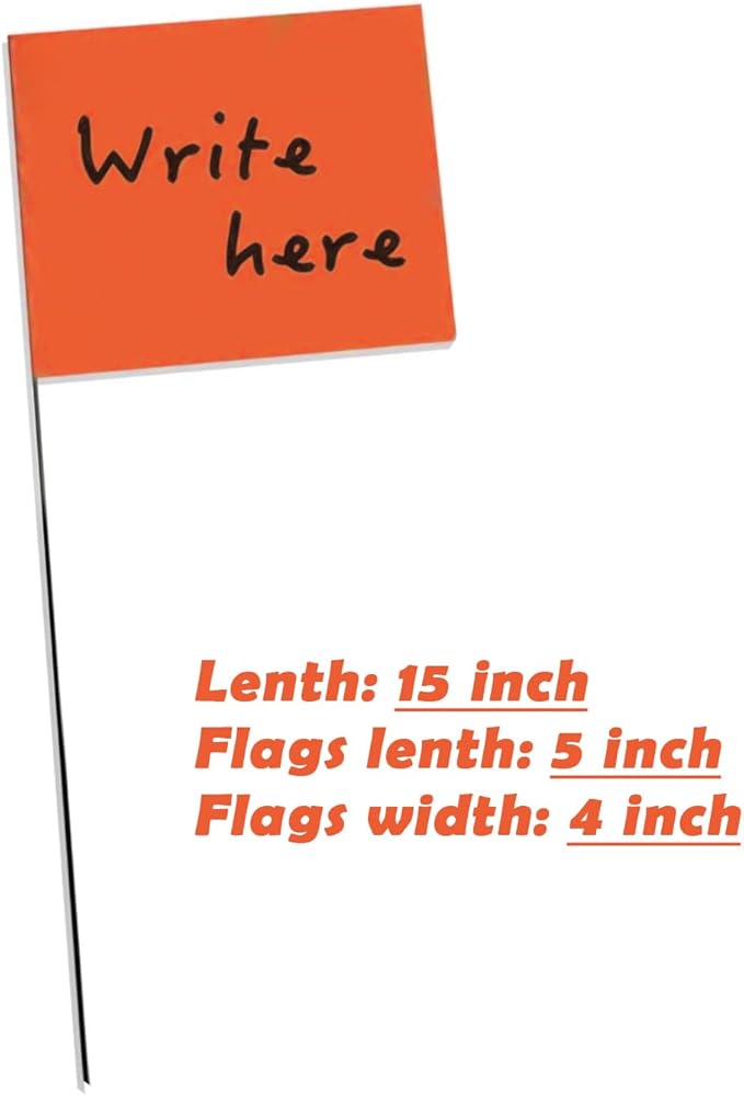 Zozen Marking Flags, Fluorescent Orange Color/1000 Pcs/15x4x5 Inch, Yard Flags for Lawn & Irrigation & Landscape & Sprinkler & Survey & Dog Training.