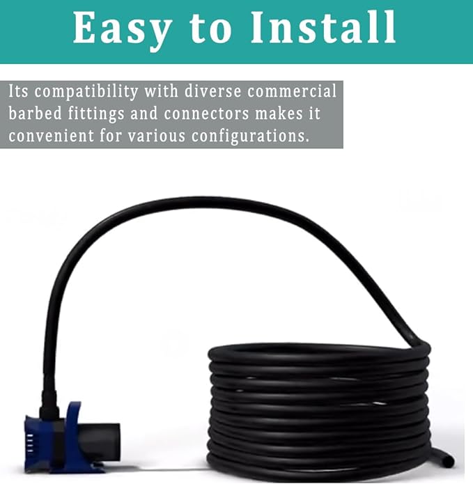 5/8" id - 25ft Black Vinyl Tubing Flexible PVC Tube Hybrid Hose Transfer Water Fuel Gas for Pond Fountain Garden Waterfall, Durable and Safe, with 2 Hose Clamps