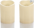 CANDLE CHOICE Waterproof Outdoor Battery Operated Flameless Candles with Timer Flickering Plastic Resin Electric LED Pillar Lights for Lantern Patio Garden Wedding Party Decorations 3x4 Inches 2 Pack