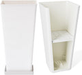 LA JOLIE MUSE 26 inch White Tall Planters for Outdoor Plants,Set of 2 Large Planters for Indoor Plants,V Shaped Tree Planters for Front Door, 26'' White With Tray