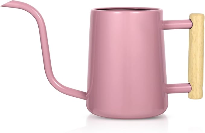 Watering Can Indoor Plants, 35 oz/1000 ml Metal Stainless Steel Watering Can Pot with Long Spout for Indoor House Plants Bonsai Outdoor Garden Flower Decorative (Pink)