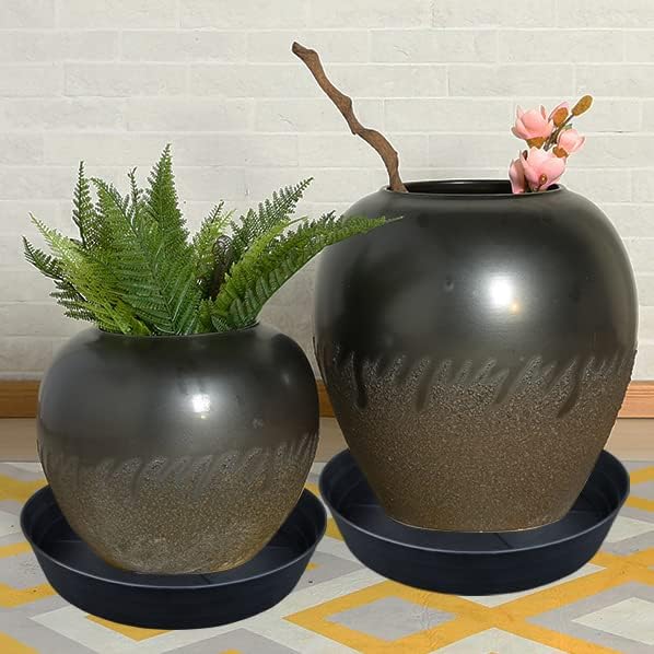 Plant Saucer 14 Inch, 4 Pack Extra Large Planter Saucer, Plastic Plant Saucers for Indoors and Outdoors, Deep Plant Pot Saucers, Drainage Tray for 9 10 12 in Planters