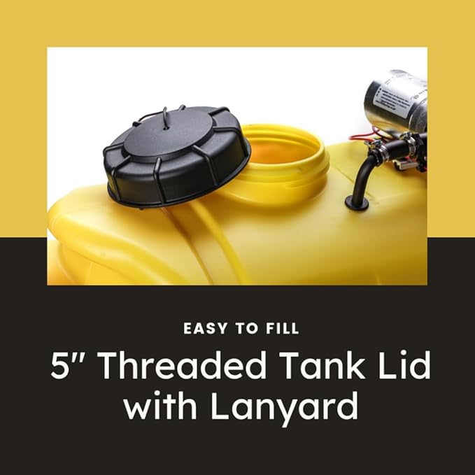 25 Gallon Platinum Spot Sprayer 2.2 GPM, Pro Series Aluminum Handgun Included with 15 Foot Hose, Mounted ATV and UTVs, Built in Drain, Yellow