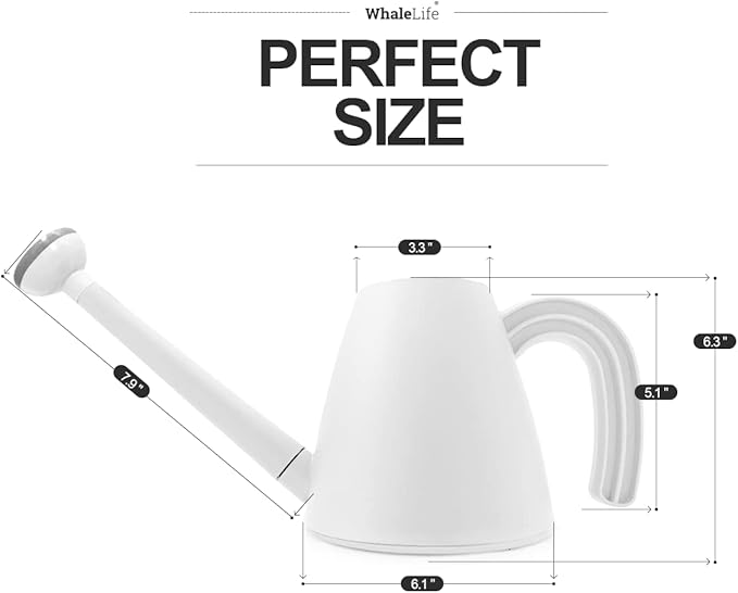 WhaleLife Indoor Watering Can for House Bonsai Plants (2.0L, White)