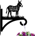 peacoblue Iron Plant Hangers Hooks for Outdoor Indoor Hanging Plants Flower Fern Pots Lantern Bird Feeder Wind Chime,12"x15.7" Weather Resistant Metal Wall Holder for Porch Garden Farmhouse(Donkey)