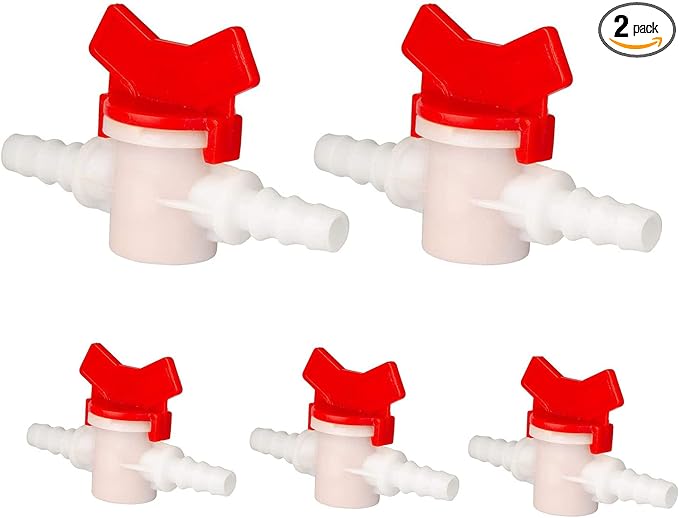 2 Pack Barbed Ball Valve 3/8" OD In-Line Ball Valve Shut-Off Switch with Hose Barb for Drip Irrigation and Aquariums Agricultura Garden