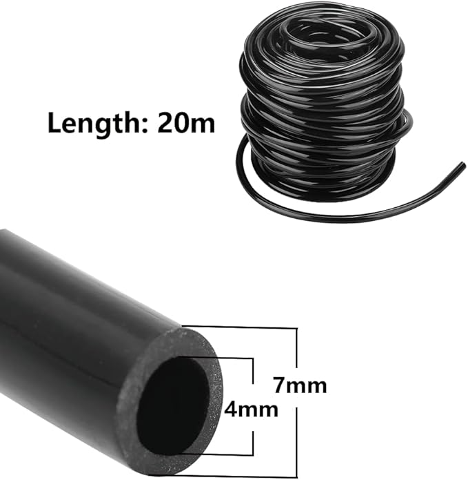 Garden Watering Tube, 4mm Drip Irrigation System Hose Blank Distribution Misting Tubing Main Line Automatic Water Pipe DIY Small Lawn Agriculture Hydroponics Flower Patio Emitters Bubbler Sprinkle 20M