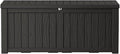 Extra-Large 150 Gallon Outdoor Chest Storage Waterproof - Outside Storage Box & Bench, Resin Deck Chest for Patio/Pool, Lockable UV-Resistant, Onyx Black