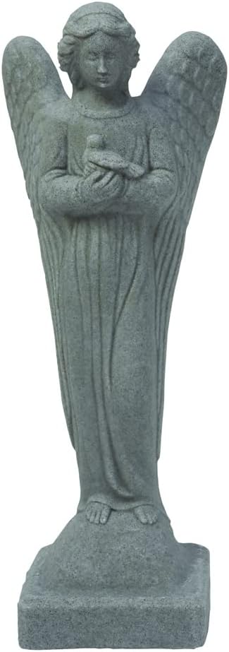 EMSCO Group Morning Angel Statue – Natural Granite Appearance – Made of Resin – Lightweight – 29” Height