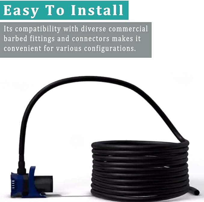 Black Vinyl Tubing 1” ID × 1 1/4” OD - 50 Feet PVC Flexible Plastic Tube Hybrid Hose, Transfer Water Air Oil for Pond Fountain Garden, Non-toxic and BPA free