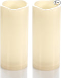 CANDLE CHOICE Waterproof Outdoor Battery Operated Flameless Candles with Timer Flickering Plastic Resin Electric LED Pillar Lights for Lantern Patio Garden Wedding Party Decorations 3x7 Inches 2 Pack