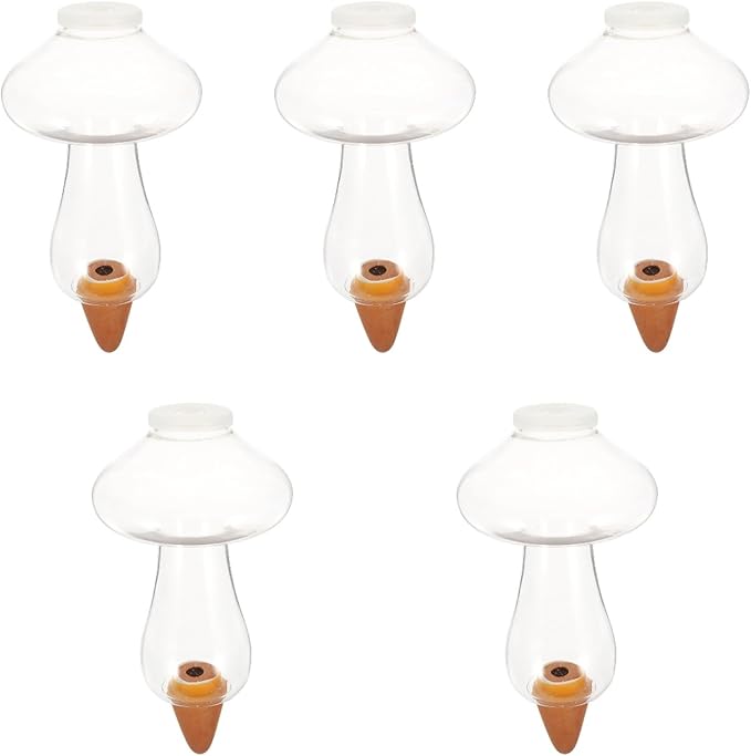 Yardwe 5PCS Plant Watering Globes, 300ML Self-Watering Bulb Mushroom Shape Watering Bulb Plant Waterer Stakes for Indoor Outdoor Plants