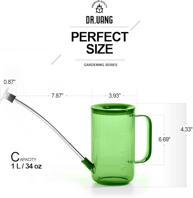 Small Watering Can Indoor Plants with Long Spout (1L, Green)