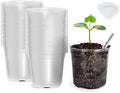 Bonviee Clear Nursery Pots for Plants, 4 Inch Plastic Seedling Pots with Drainage Holes, Planters for Indoor Plants and Small Seed Starters, High Transparency Flower Pots with 20 Plant Labels, 60 Pack