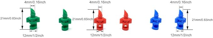 90 180 360 Degree Atomizing Sprinkler Sprayer, Micro Garden Lawn Water Spray Misting Nozzle Sprinkler Irrigation System for Agriculture,Hydroponic and Aeroponic Irrigation, 3Colors, 150PCS