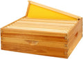 10 Frame Bee Hive Box, Langstroth Medium Super Bee Box Dipped in 100% Beeswax Include Beehive Frames and Waxed Foundation Sheets (Unassembled)