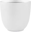 Kante 18 Inch Dia Round Concrete Planter, Indoor Outdoor Large Plant Pot with Drainage Hole and Rubber Plug for Home Patio Garden, Pure White