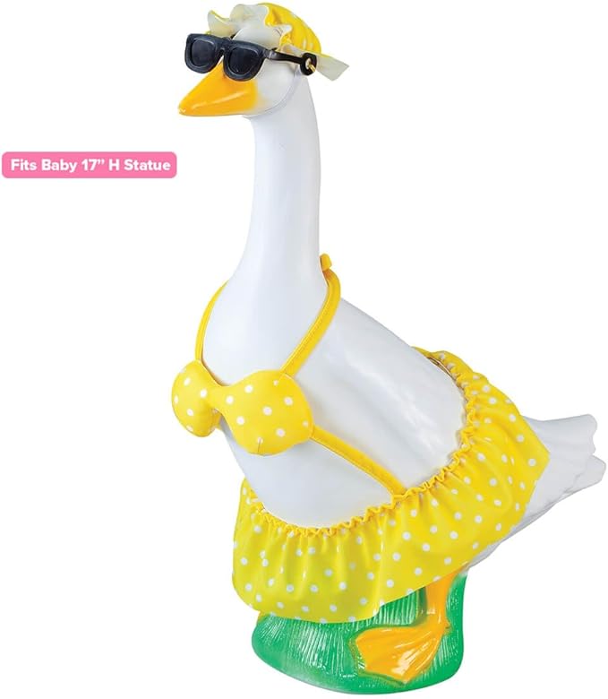 Fox Valley Traders Yellow Polka Dot Bikini Baby Goose Outfit by Gaggleville™, Fits Baby 17" H Statue